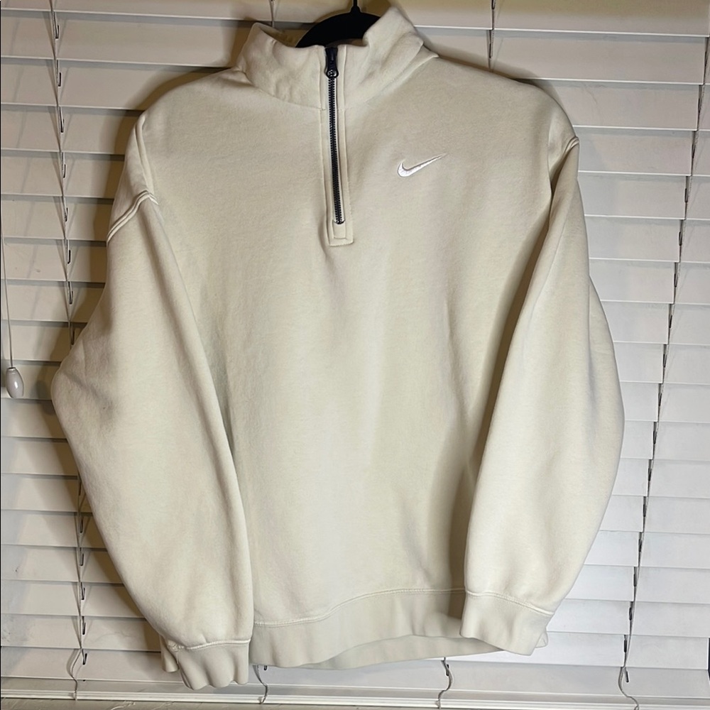 Nike Cream Zip Up Sweater with Ribbed Cuffs